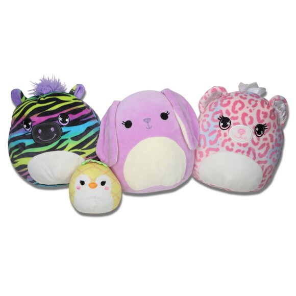 LOT of 4 Squishmallows Stuffed Toys Zebra Bunny Cheetah Penguin Set Stuffies - Picture 10 of 14